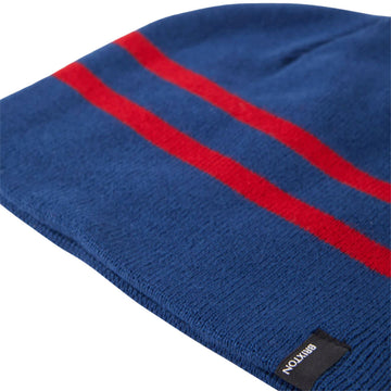 Brixton Skully Beanie - Navy/Red Stripe
