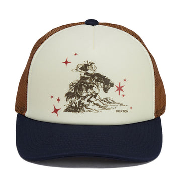 Brixton Mid Century Ranch Trucker Hat - Off White/Washed Navy/Caramel