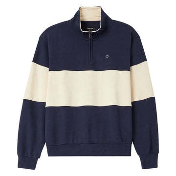 Brixton Danville Quarter Zip Fleece Sweatshirt - Navy/Whitecap