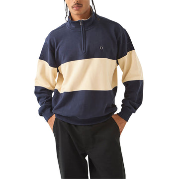 Brixton Danville Quarter Zip Fleece Sweatshirt - Navy/Whitecap