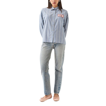 Brixton x Ford Mustang Sally Long Sleeve Shirt - Blue Chambray/Stripe