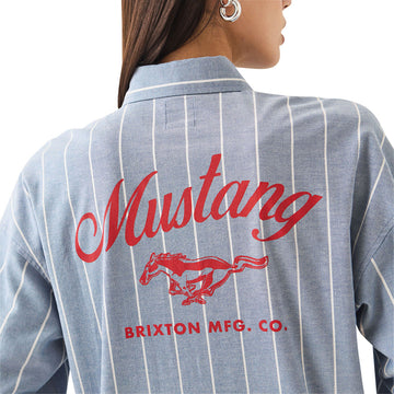 Brixton x Ford Mustang Sally Long Sleeve Shirt - Blue Chambray/Stripe