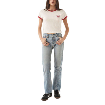 Brixton x Ford Womens Mustang Baby Ringer T-Shirt - Wimbledon White