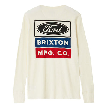 Brixton x Ford Service Dept Long Sleeve Waffle Shirt - Wimbledon White