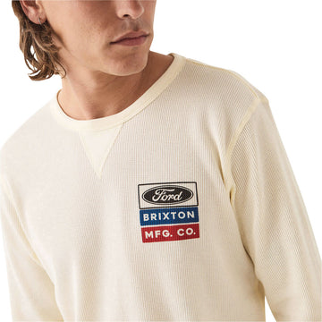 Brixton x Ford Service Dept Long Sleeve Waffle Shirt - Wimbledon White