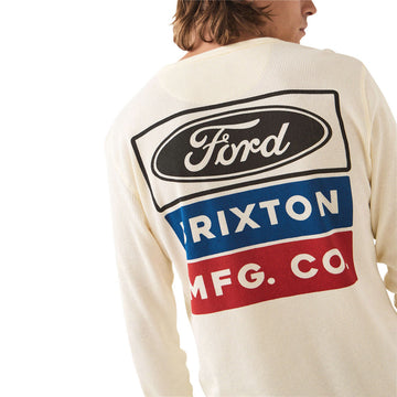 Brixton x Ford Service Dept Long Sleeve Waffle Shirt - Wimbledon White