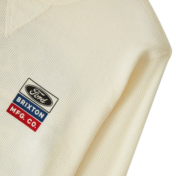 Brixton x Ford Service Dept Long Sleeve Waffle Shirt - Wimbledon White