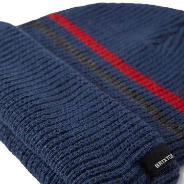 Brixton Chunky Heist Beanie - Washed Navy/Heather Grey/Crimson