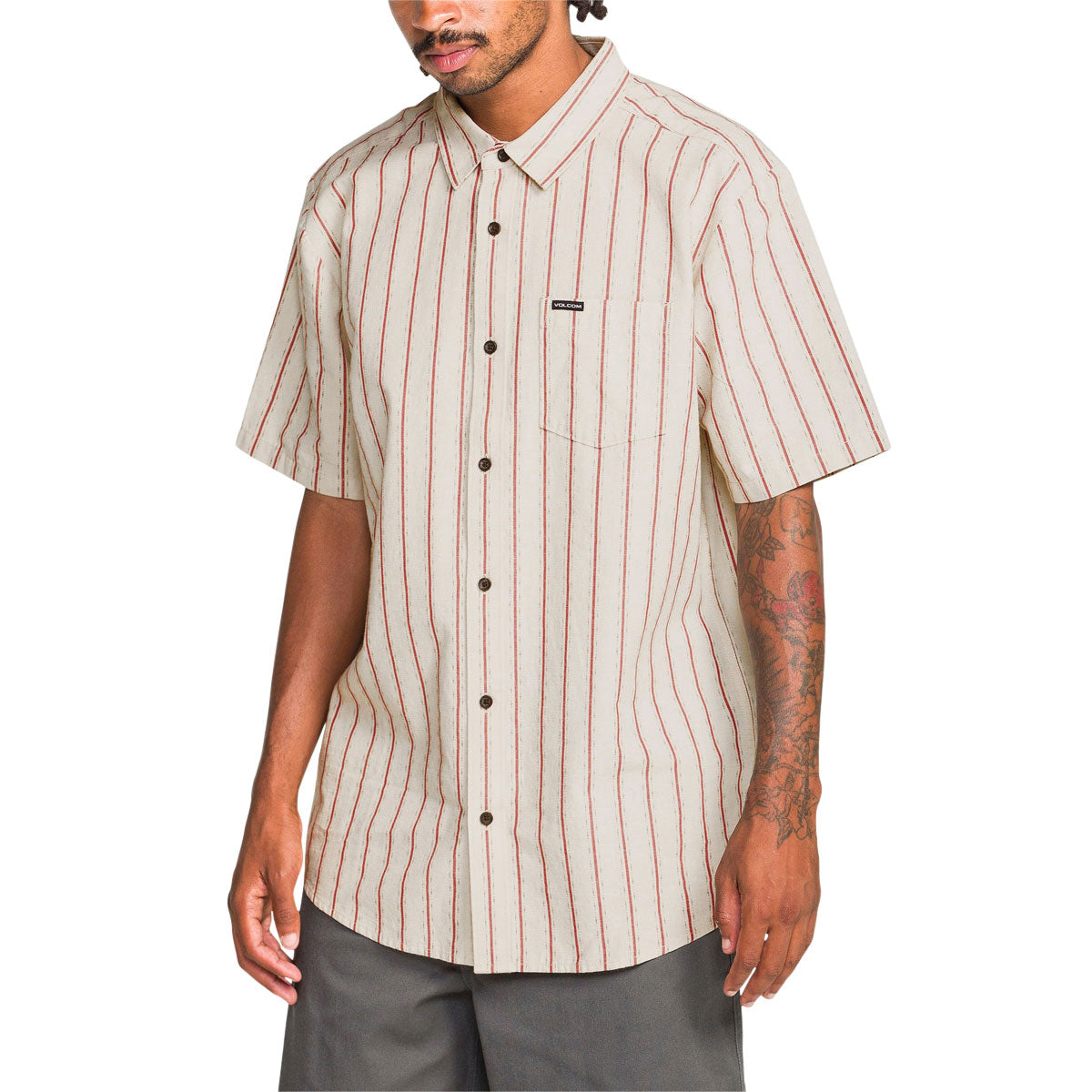 Volcom Men's Sato Stripe Short Sleeve Shirt Volcom Men's Sato Stripe Short Sleeve Shirt