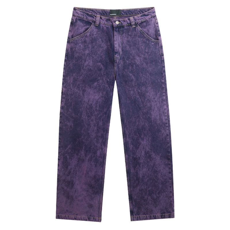 Rassvet Acid Wash Carpenter Work Denim Woven Jeans - Purple