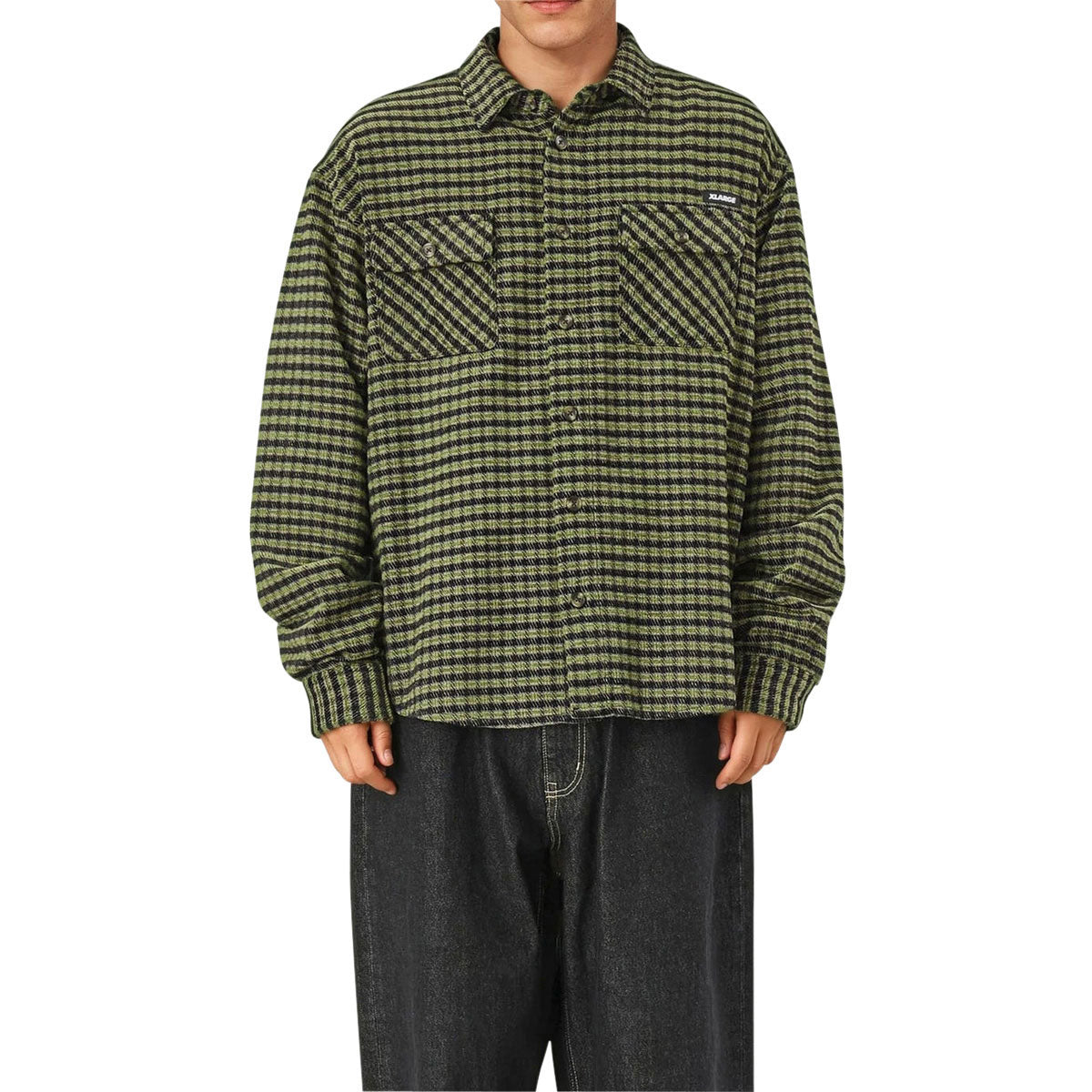 XLarge Long Sleeve Plaid Shirt - Black
