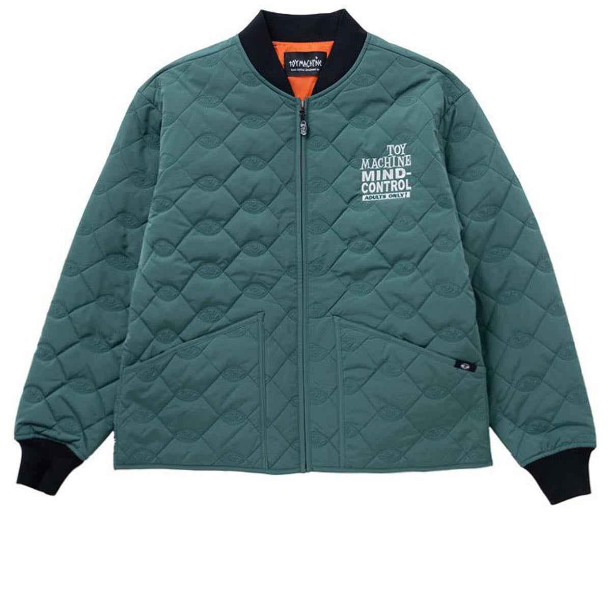 Toy Machine Sect Eye Stitch Quilted Bomber Jacket - Green image 1