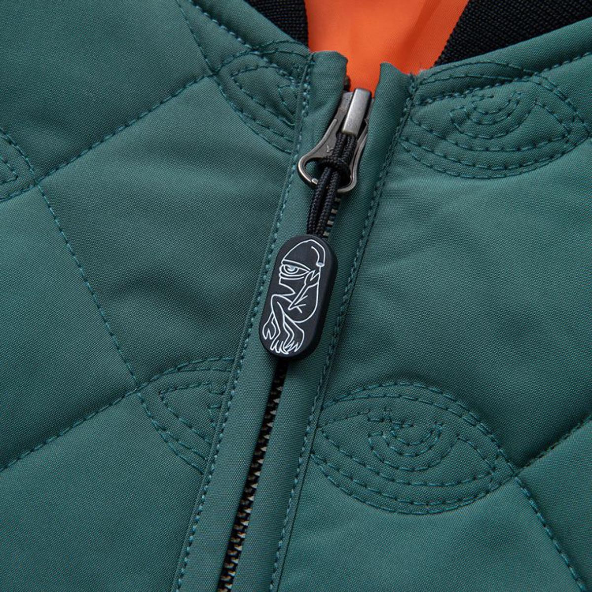 Toy Machine Sect Eye Stitch Quilted Bomber Jacket - Green image 5