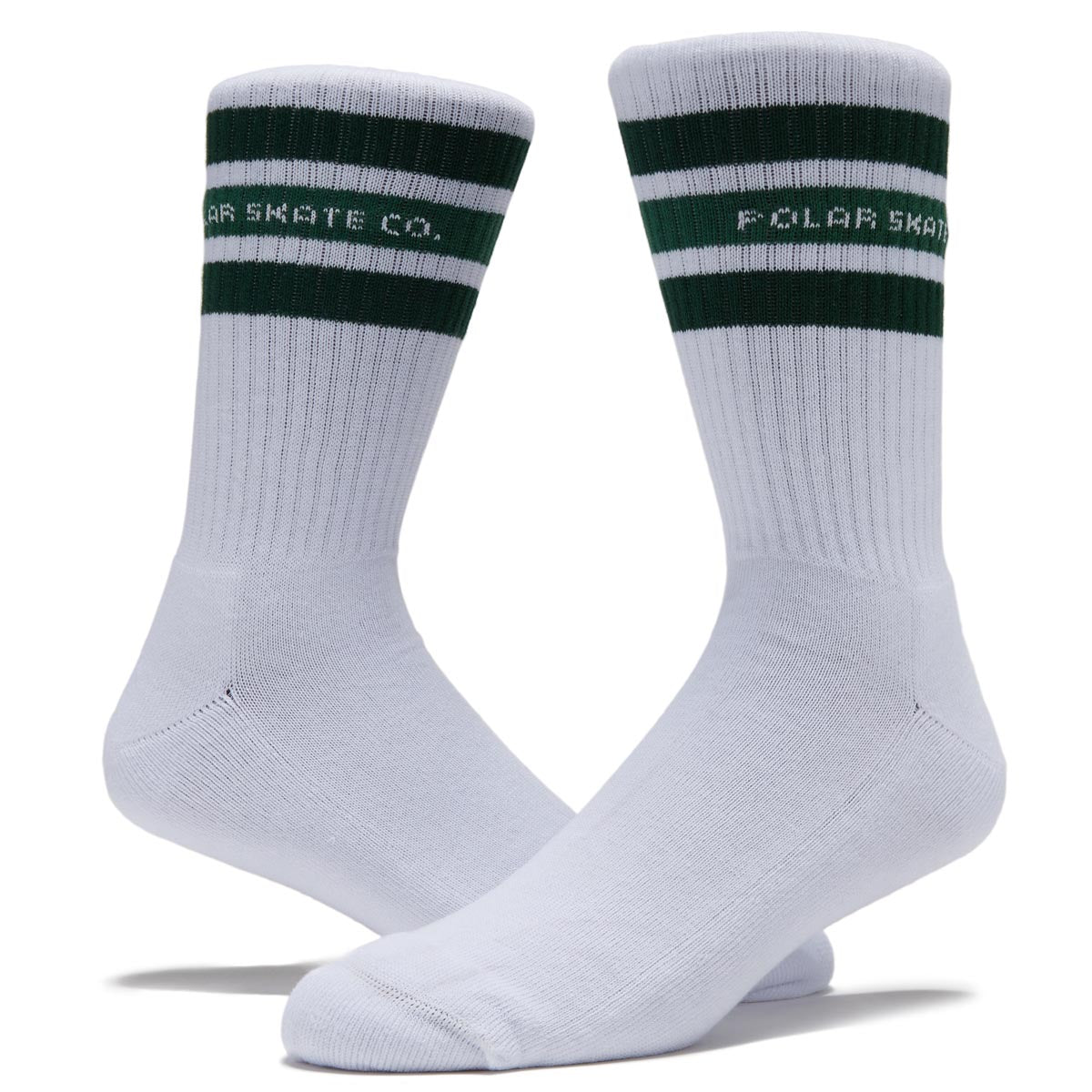 Polar Rib Fat Stripe Socks - White/Green image 2