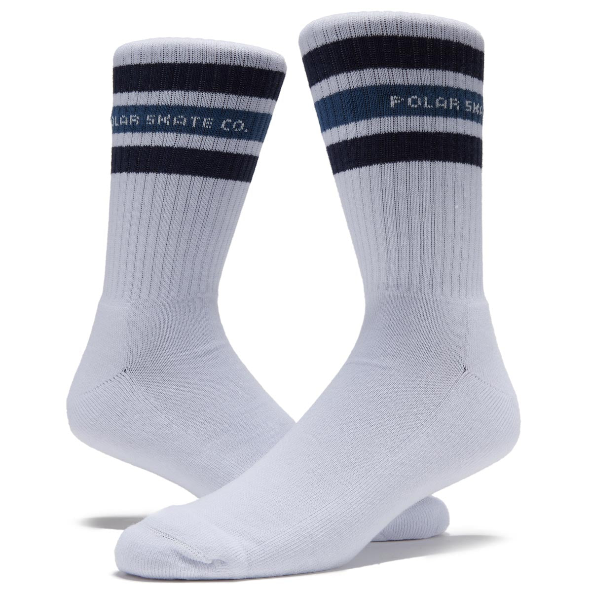Polar Rib Fat Stripe Socks - White/Blue image 2