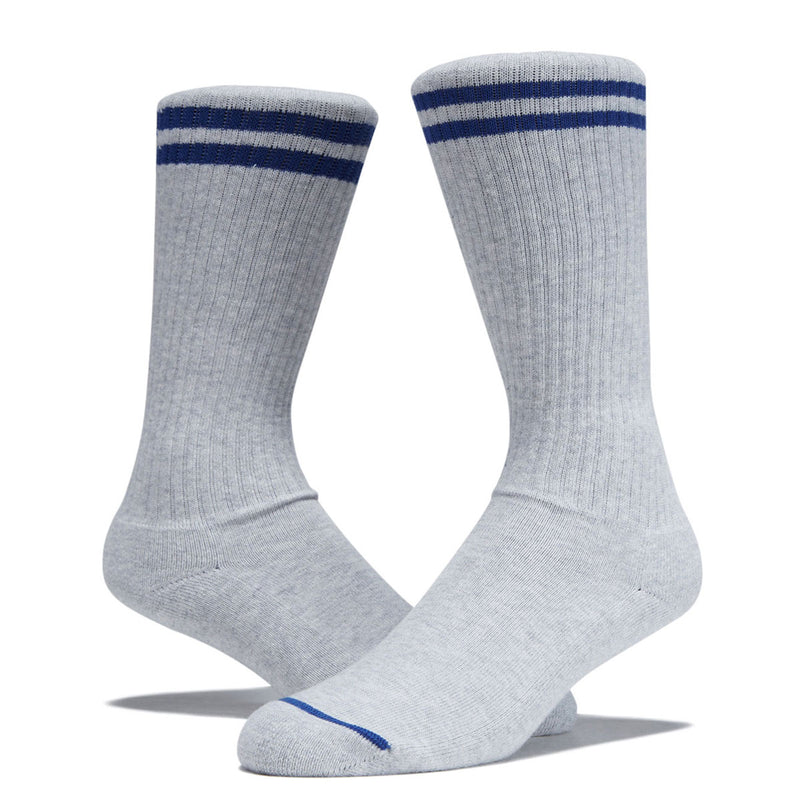 Polar 2 Stripes Long Rib Socks - Heather Grey/Blue