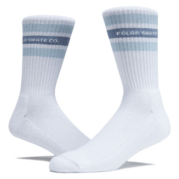 Polar Fat Stripe Rib Socks - White/Light Blue