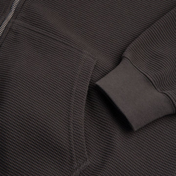 Polar Waffle Zip Hoodie - Dirty Black