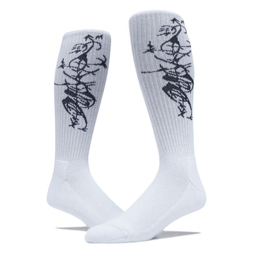 Polar x Ebou Tribal Long Rib Socks - White/Navy