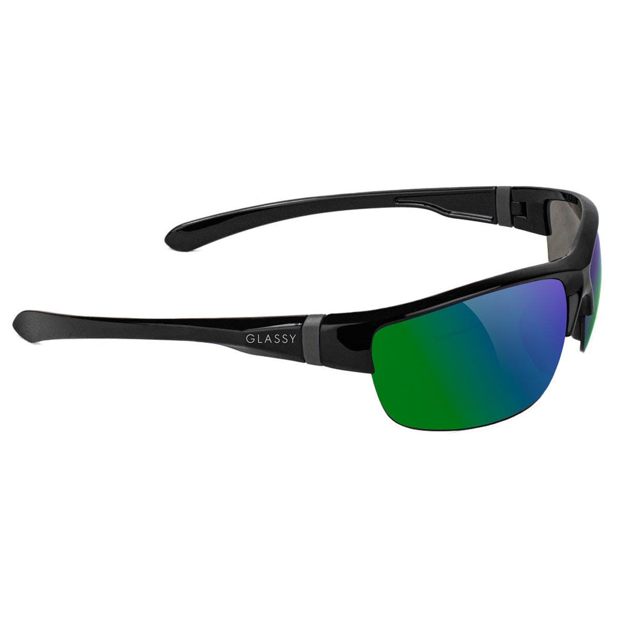 Glassy Weber Plus Polarized Sunglasses - Black/Green Mirror image 2