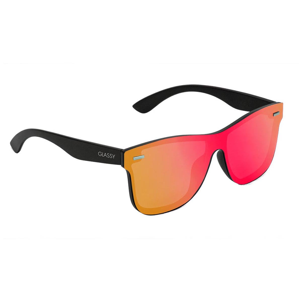 Glassy Leo Premium Sunglasses - Matte Black/Red Mirror image 1