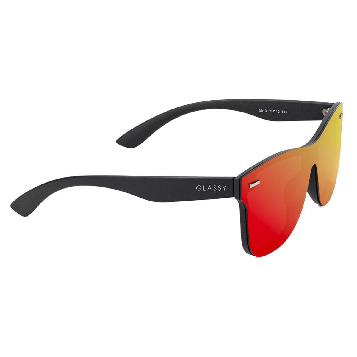 Glassy Leo Premium Sunglasses - Matte Black/Red Mirror image 2