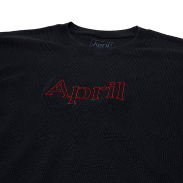 April Thermal Long Sleeve Shirt - Black/Red Embroidery