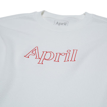 April Thermal Long Sleeve Shirt - White/Red Embroidery