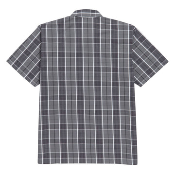 Ben Davis Short Sleeved Plaid 1/2 Zip Shirt - Grey/Black