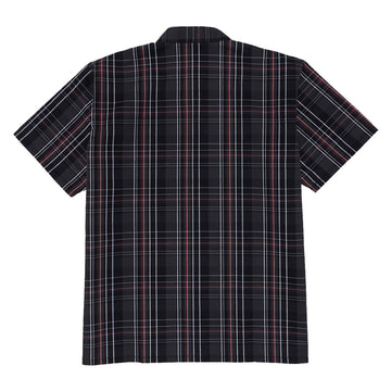 Ben Davis Short Sleeved Plaid 1/2 Zip Shirt - Black/Grey/Red