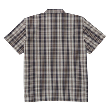 Ben Davis Short Sleeved Plaid 1/2 Zip Shirt - Khaki/Grey