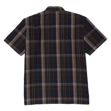Ben Davis Short Sleeved Plaid 1/2 Zip Shirt - Brown