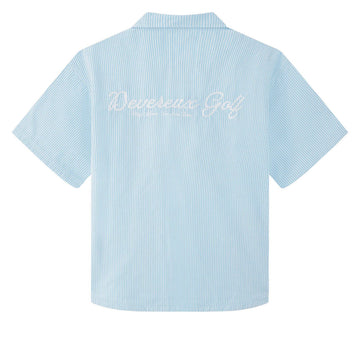 Devereux Mechanic 1/4 Zip Polo Shirt - Marine Layer Pinstripe