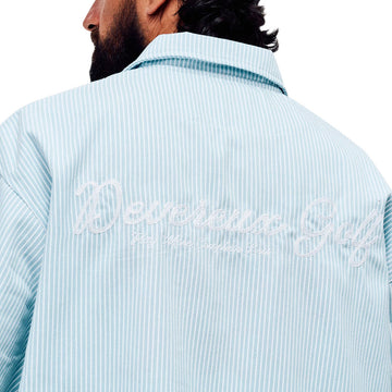 Devereux Mechanic 1/4 Zip Polo Shirt - Marine Layer Pinstripe