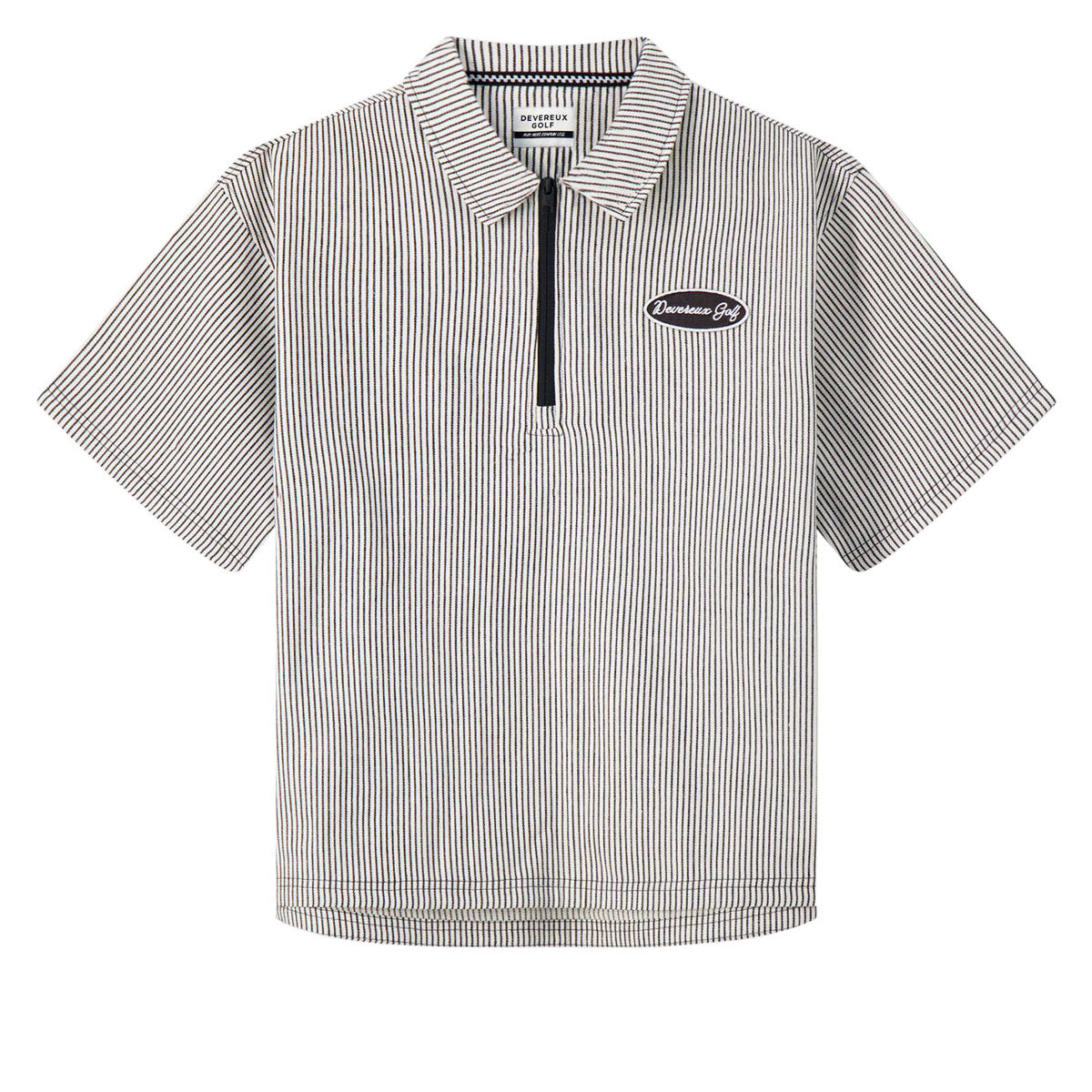 Devereux Mechanic 1/4 Zip Polo Shirt - Faded Black Pinstripe – CCS