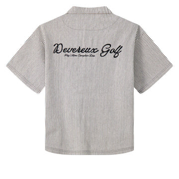 Devereux Mechanic 1/4 Zip Polo Shirt - Faded Black Pinstripe