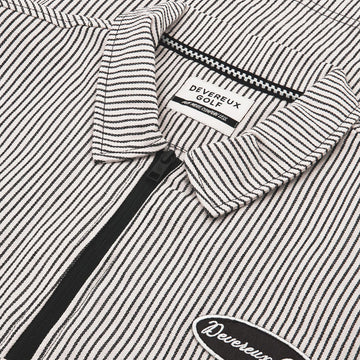 Devereux Mechanic 1/4 Zip Polo Shirt - Faded Black Pinstripe