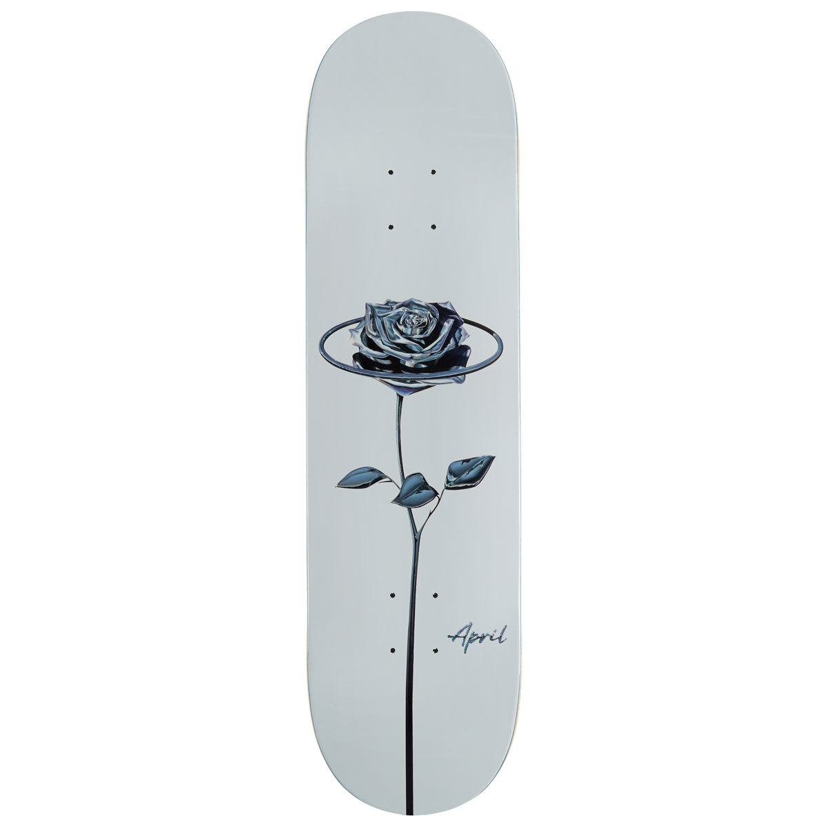 April Chrome Rose Skateboard Deck - White - 8.25