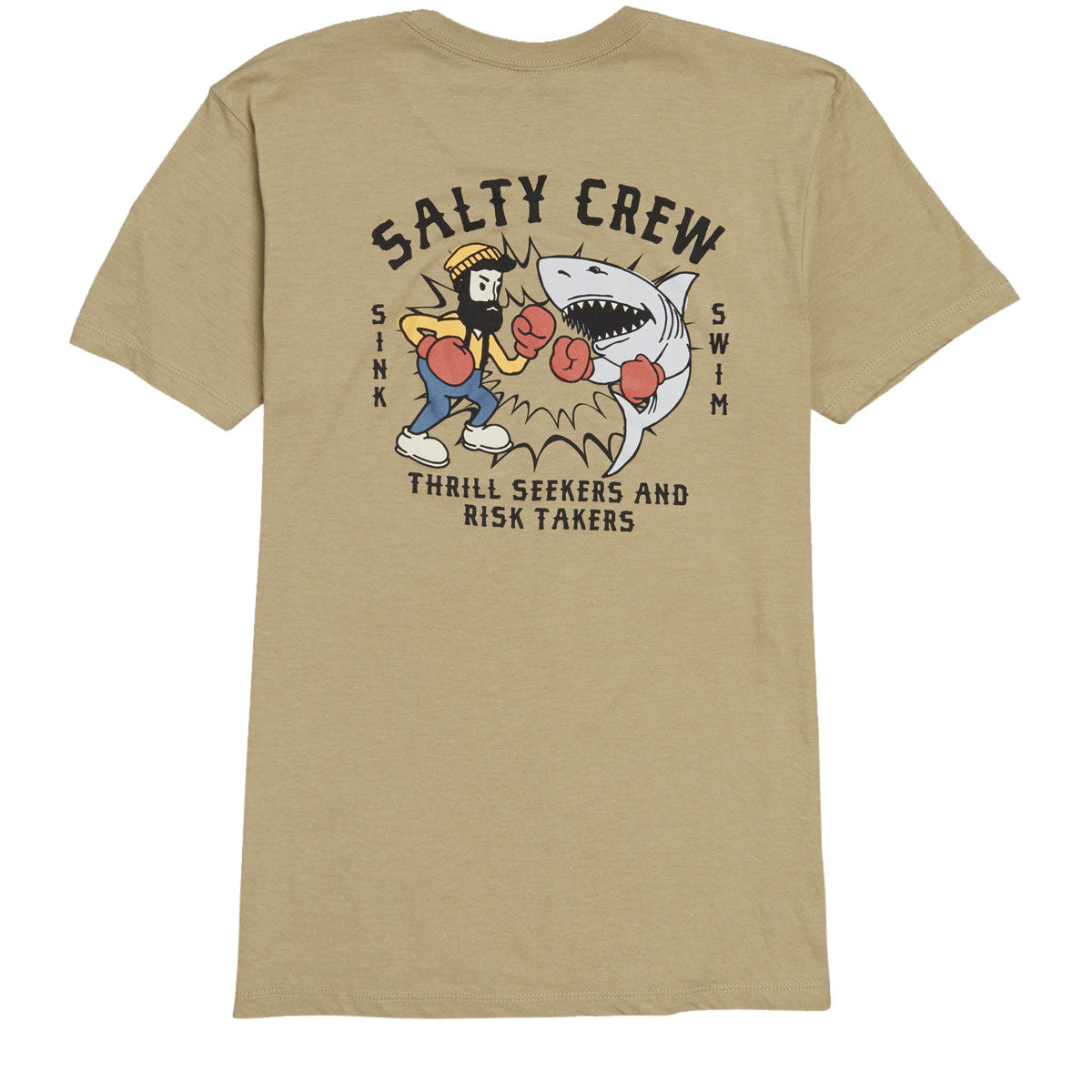 Salty Crew Fish Fight Classic T-Shirt - Khaki Heather image 1