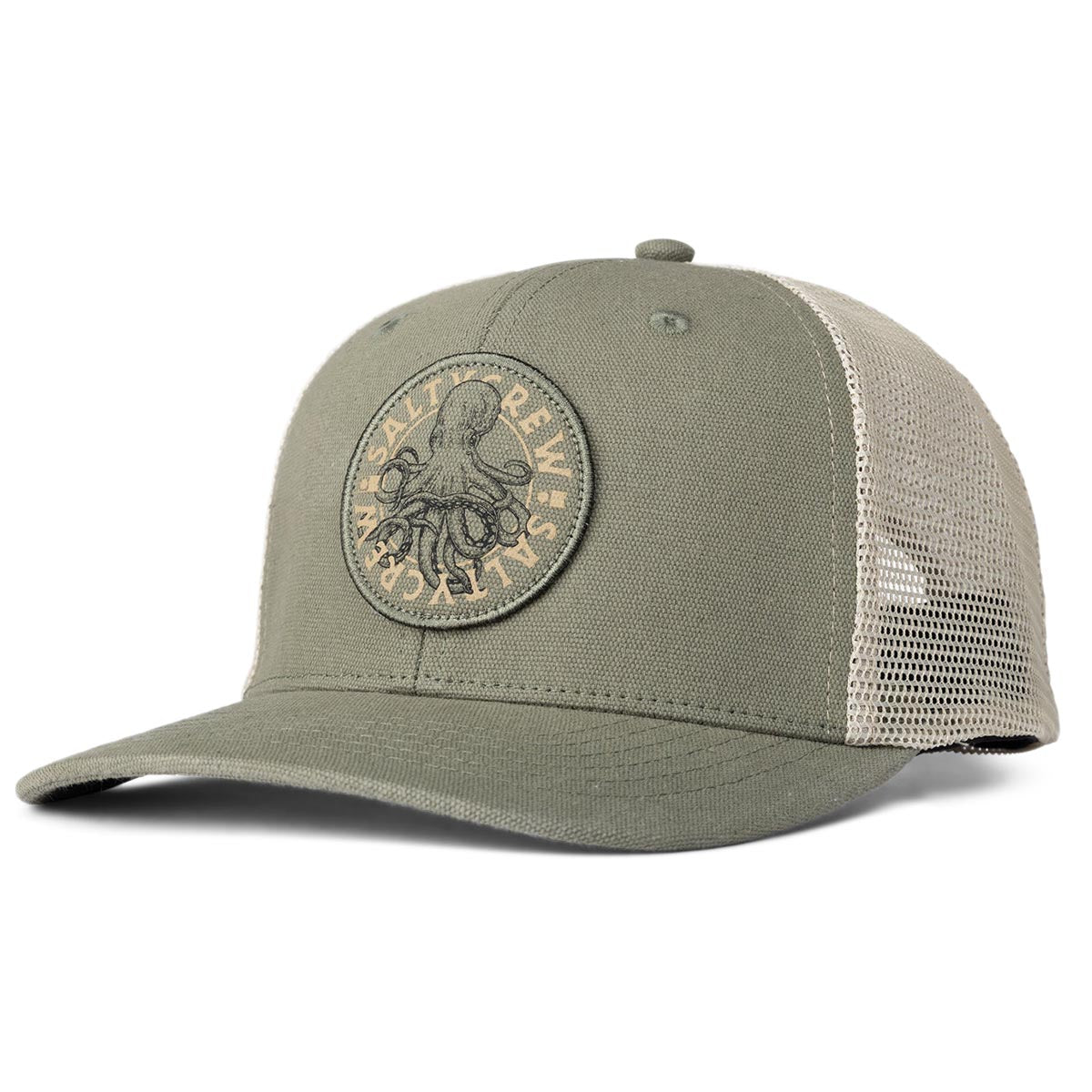 Salty Crew Tentacles Retro Trucker Hat - Faded Olive image 1