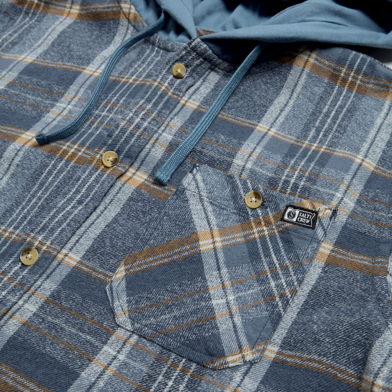 Salty Crew Whitewash Hooded Flannel Shirt - Midnight Navy
