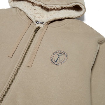 Salty Crew Coastal Sherpa Zip Up Hoodie - Khaki