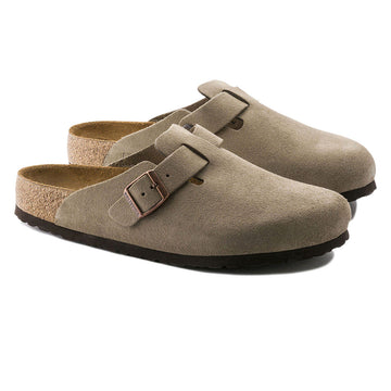 Birkenstock Womens Boston Soft Footbed Sandals - Taupe Suede