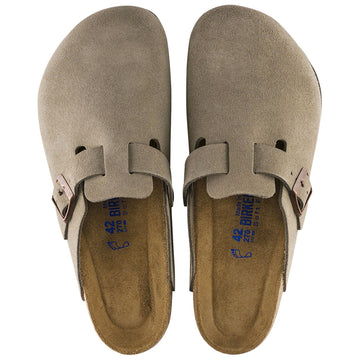 Birkenstock Womens Boston Soft Footbed Sandals - Taupe Suede