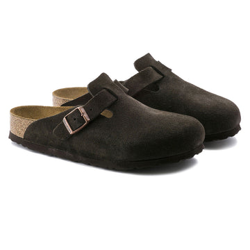 Birkenstock Womens Boston Soft Footbed Sandals - Mocha Suede