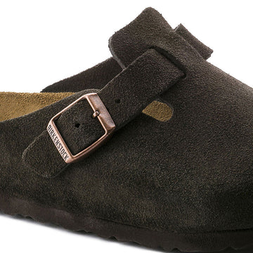 Birkenstock Womens Boston Soft Footbed Sandals - Mocha Suede