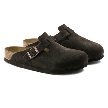 Birkenstock Boston Soft Footbed Narrow Sandals - Mocha Suede