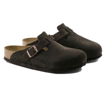 Birkenstock Womens Boston Soft Footbed Sandals - Mocha Suede