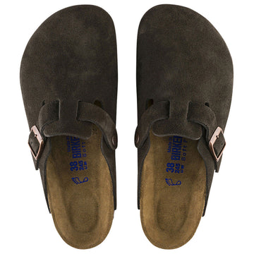 Birkenstock Womens Boston Soft Footbed Sandals - Mocha Suede
