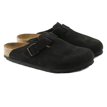 Birkenstock Boston Soft Footbed Narrow Sandals - Black Suede